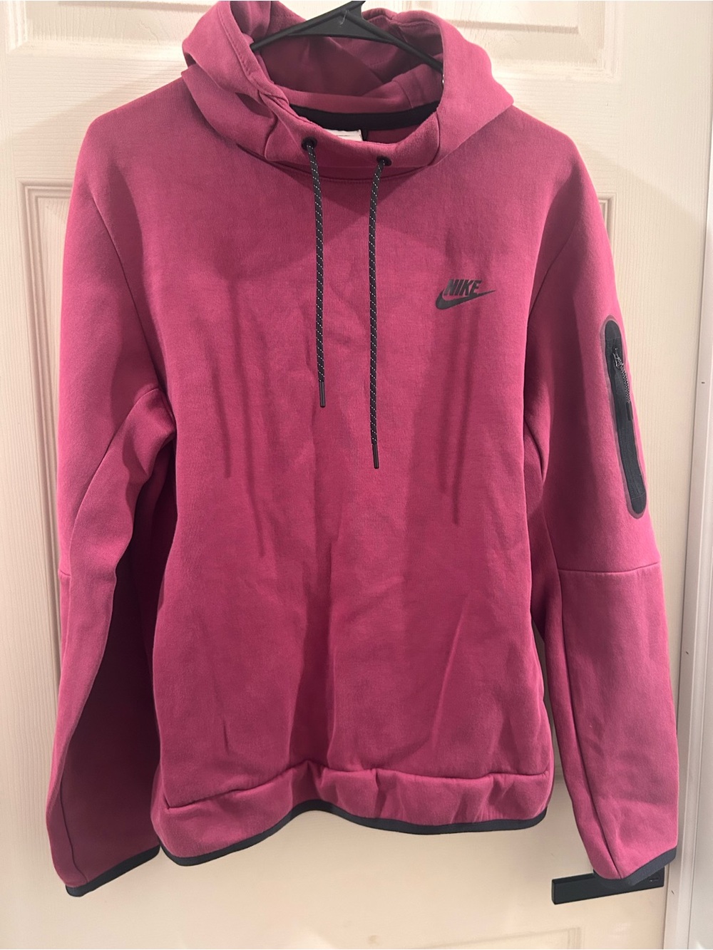 Nike Women's Magenta Crewneck Hoodie with Zip Sleeve Pocket